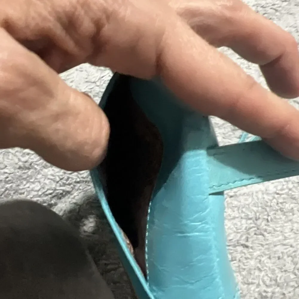 Hobo leather phone wallet wristlet turquoise